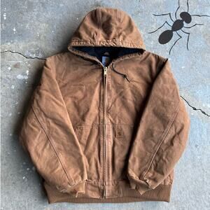 Vintage y2k brown j130 brn carhartt hooded work wear jacket